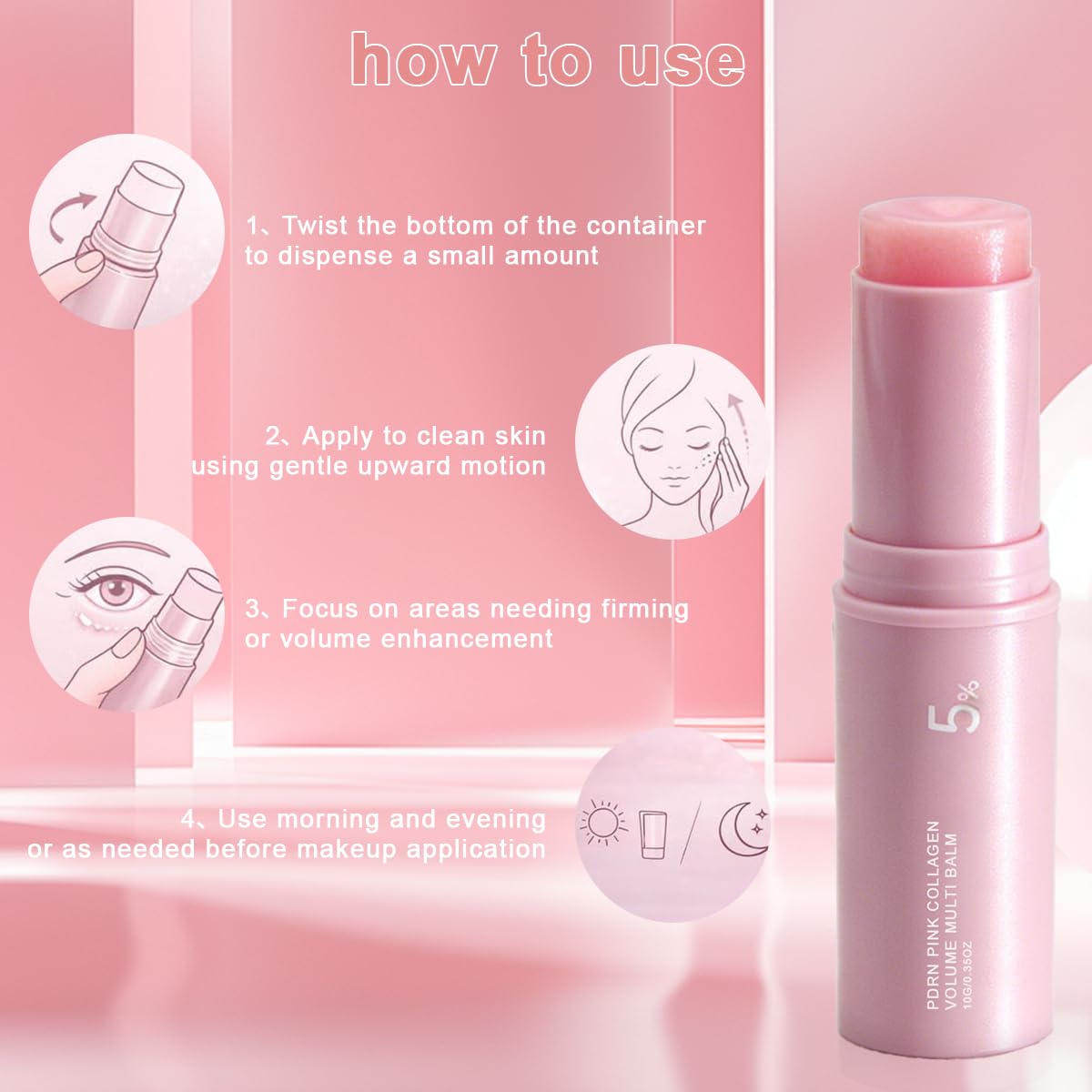 PDRN Pink Collagen Multi Balm - Hydrating Anti-Aging Moisturizer for Eyes & Neck, Smooths Fine Lines & Delivers Dewy Glow - Portable K-Beauty 2-Pack