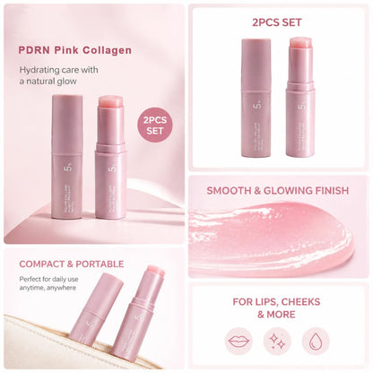 PDRN Pink Collagen Multi Balm - Hydrating Anti-Aging Moisturizer for Eyes & Neck, Smooths Fine Lines & Delivers Dewy Glow - Portable K-Beauty 2-Pack