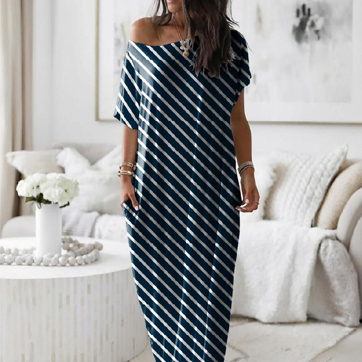 Effortless Off-Shoulder Maxi Lounge Dress