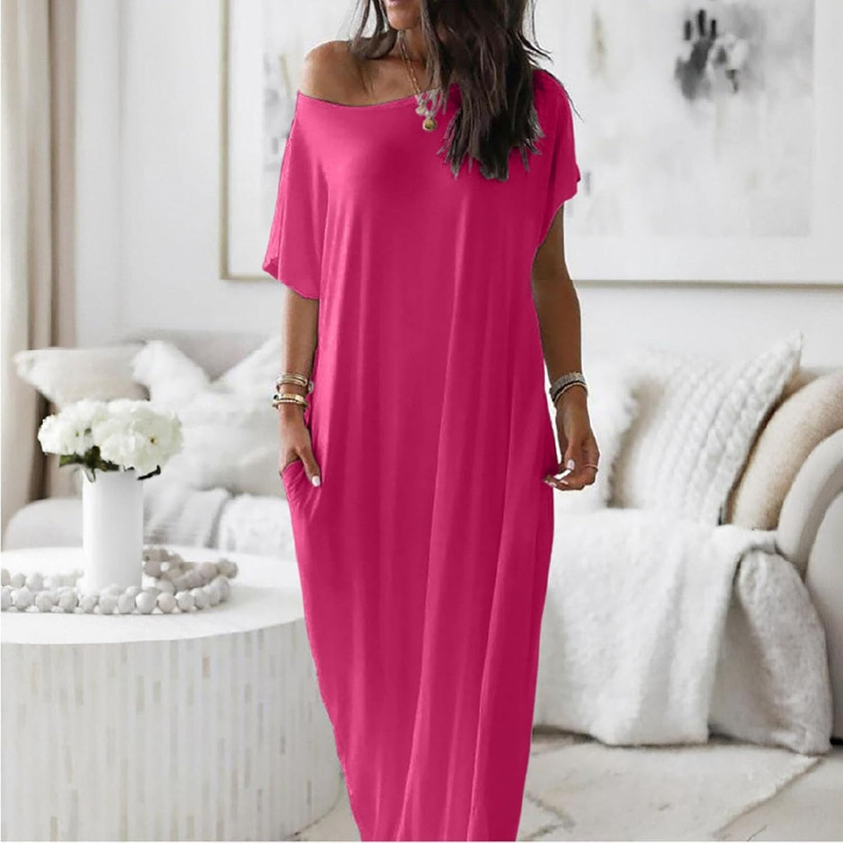 Effortless Off-Shoulder Maxi Lounge Dress